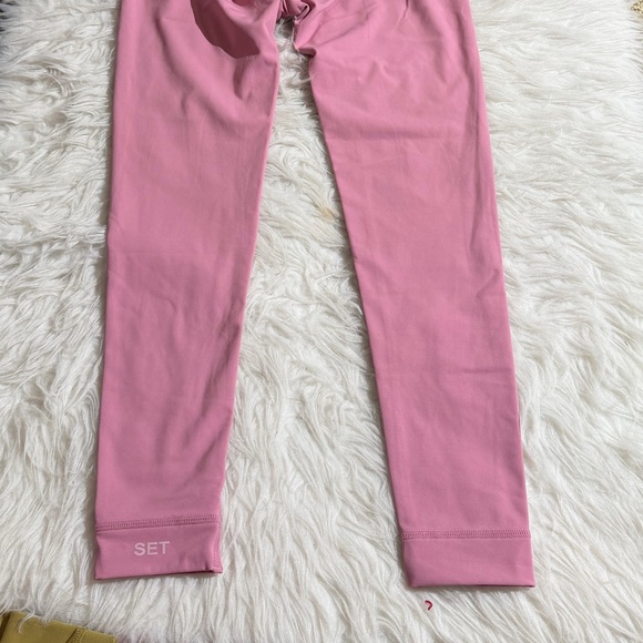 NEW Set Active Medium M Pink Matching Set Glossy Leggings Double Layer Sport bra - Picture 8 of 14